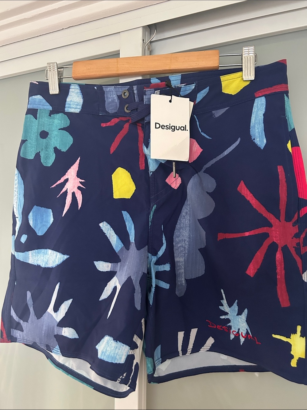 Desigual Navy Tropical Abstract Print Men’s Shorts